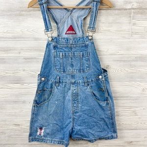 Vintage y2k Butterfly Embroidered Denim Jean Shortalls Overalls